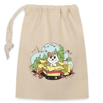 Cat Christmas Christmas Christmas Tree Gifts Cartoon - Closable cotton gift bag (14x20cm) - nature - Front
