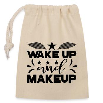 Wake Up and Makeup - Closable cotton gift bag (14x20cm) - nature - Front