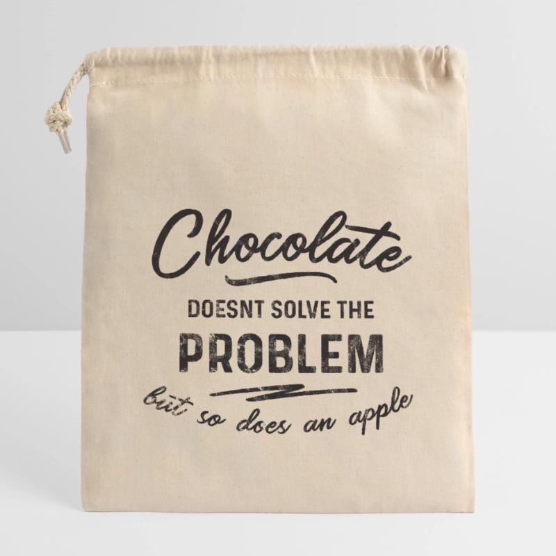 Chocolate doesnt solve the problem Verschließbarer Geschenkbeutel aus Baumwolle (14x20cm)