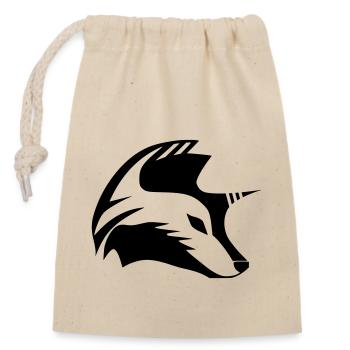 Unicorn Fox Silhouette Logo, Mystic Animal Design - Closable cotton gift bag (14x20cm) - nature - Front