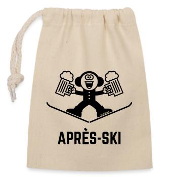 Après-ski (Bière / Caricature / 1C) - Sac cadeau en coton avec cordon (14 x 20 cm) - nature - Devant