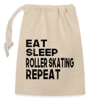 Eat Sleep Roller Skating Repeat - Verschließbarer Geschenkbeutel aus Baumwolle (14x20cm) - Natur - Vorne