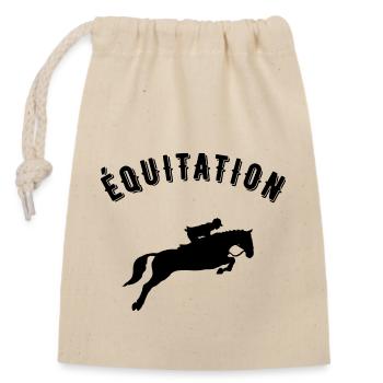 équitation - Sac cadeau en coton avec cordon (14 x 20 cm) - nature - Devant