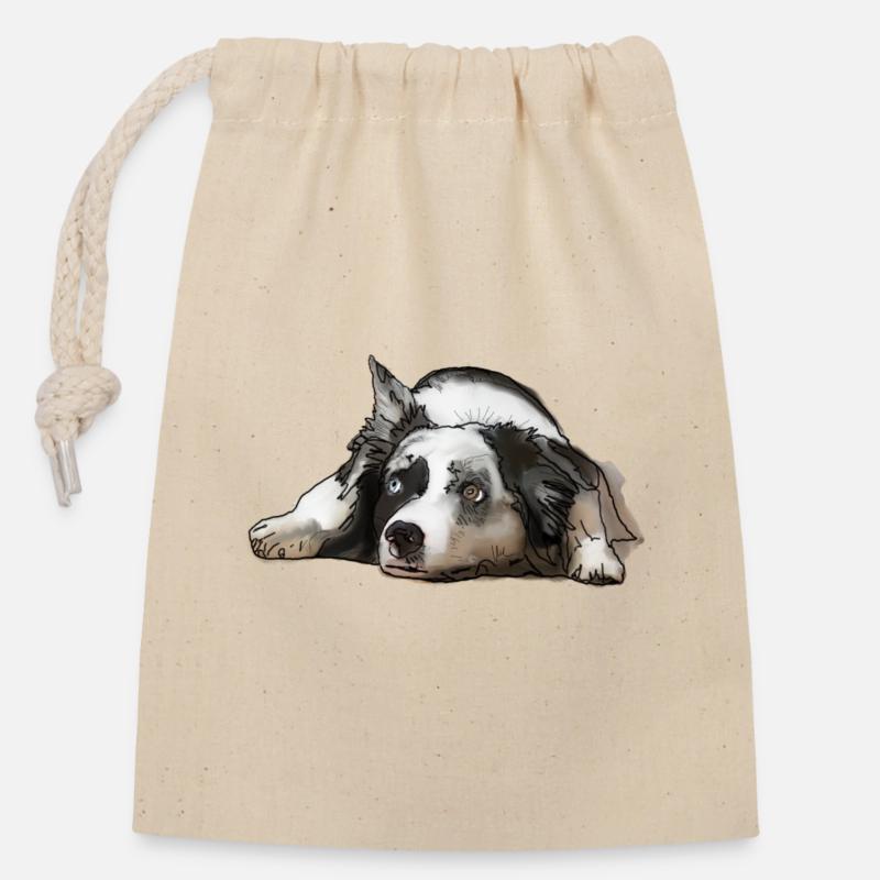 Australian Shepherd - Closable cotton gift bag (14x20cm) - nature
