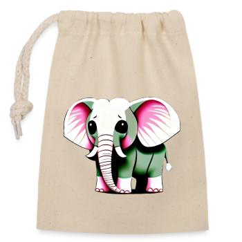 Little Elephant Cartoon Cute Love Adventure 6 - Closable cotton gift bag (14x20cm) - nature - Front