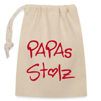 Papas Stolz - Verschließbarer Geschenkbeutel aus Baumwolle (14x20cm) - Natur - Vorne