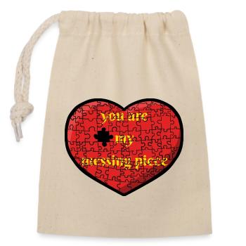 Puzzeltes Herz - Sac cadeau en coton avec cordon (14 x 20 cm) - nature - Devant