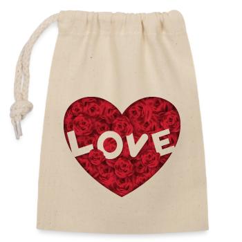 Love - Closable cotton gift bag (14x20cm) - nature - Front