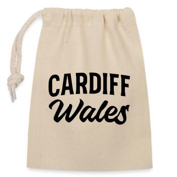 Cardiff Wales Retro Schriftzug - Verschließbarer Geschenkbeutel aus Baumwolle (14x20cm) - Natur - Vorne