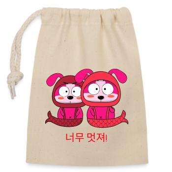 Korean Cuties - Sac cadeau en coton avec cordon (14 x 20 cm) - nature - Devant