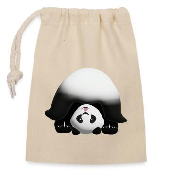 Panda Finger 3D - Verschließbarer Geschenkbeutel aus Baumwolle (14x20cm) - Natur - Vorne
