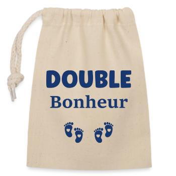 Double bonheur - Sac cadeau en coton avec cordon (14 x 20 cm) - nature - Devant