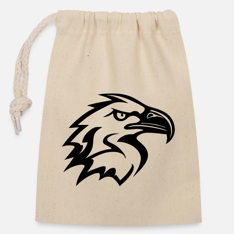 tête d'aigle styliséde profil - Sac cadeau en coton avec cordon (14 x 20 cm) - nature