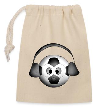 Fußball Kopfhörer - Verschließbarer Geschenkbeutel aus Baumwolle (14x20cm) - Natur - Vorne