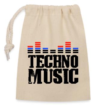 Musique techno - Sac cadeau en coton avec cordon (14 x 20 cm) - nature - Devant