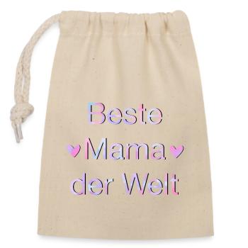 Beste Mama der Welt - Verschließbarer Geschenkbeutel aus Baumwolle (14x20cm) - Natur - Vorne