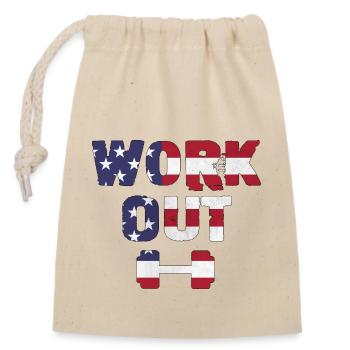 Workout usa - Closable cotton gift bag (14x20cm) - nature - Front