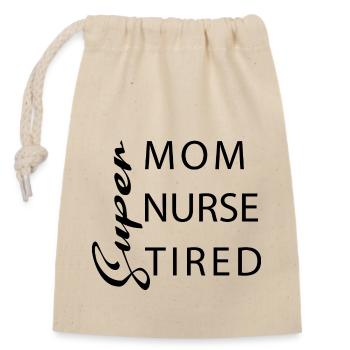 Super Mom Super Nurse Super Tired - Closable cotton gift bag (14x20cm) - nature - Front