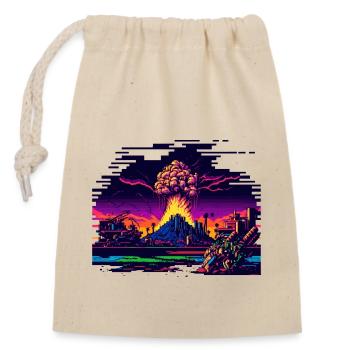 When the atomic bomb detonates in the 8-bit video game - Closable cotton gift bag (14x20cm) - nature - Front