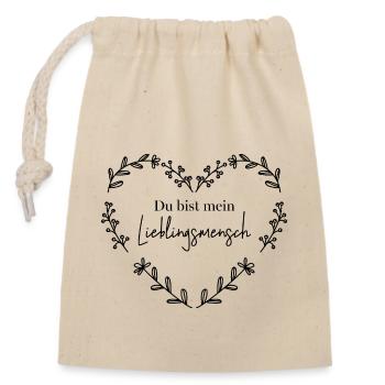 Lieblingsmensch - Verschließbarer Geschenkbeutel aus Baumwolle (14x20cm) - Natur - Vorne