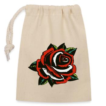 pink flower leaf 200323 A - Closable cotton gift bag (14x20cm) - nature - Front