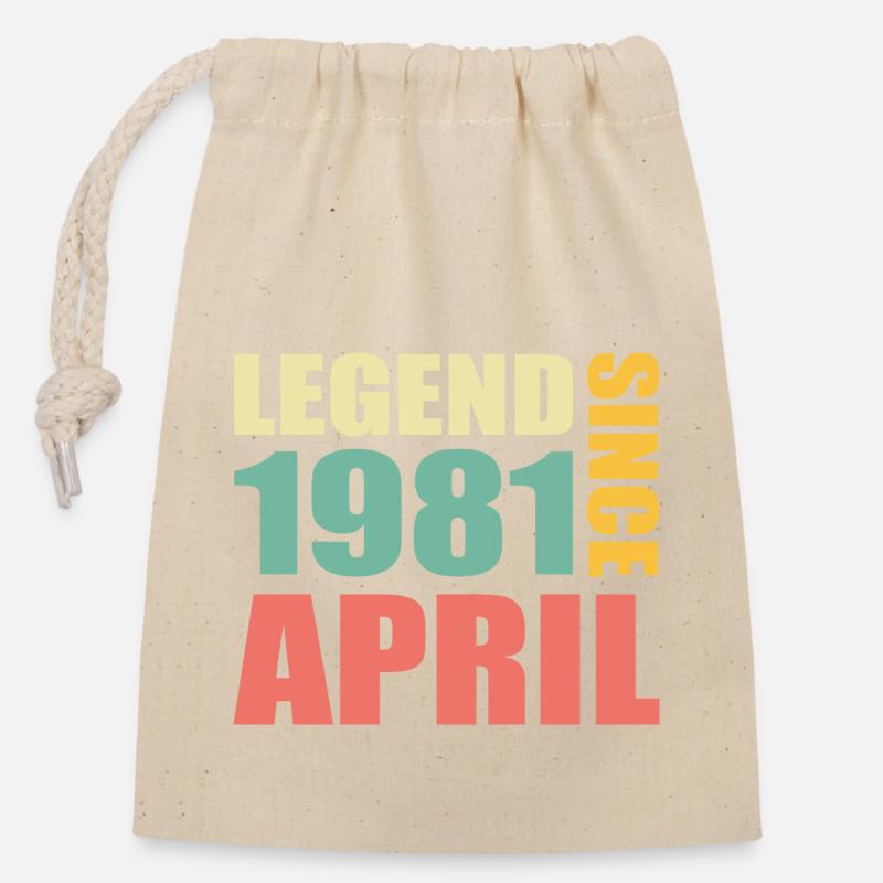 42e anniversaire Avril Né 1981 Idée cadeau - Sac cadeau en coton avec cordon (14 x 20 cm) - nature