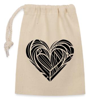 Creative ornate heart for valetnine day - Closable cotton gift bag (14x20cm) - nature - Front