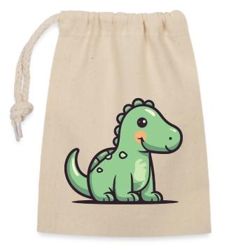 Dinosaure - Sac cadeau en coton avec cordon (14 x 20 cm) - nature - Devant