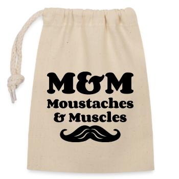 M&M (Moustaches & Muscles) - Sac cadeau en coton avec cordon (14 x 20 cm) - nature - Devant