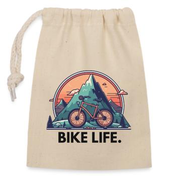 Bike-Leben - Verschließbarer Geschenkbeutel aus Baumwolle (14x20cm) - Natur - Vorne