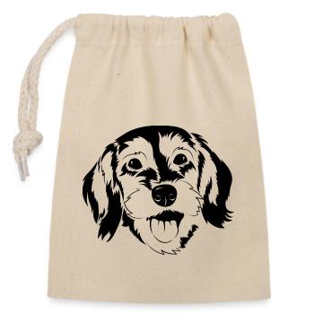 Dachshund face - Closable cotton gift bag (14x20cm) - nature - Front