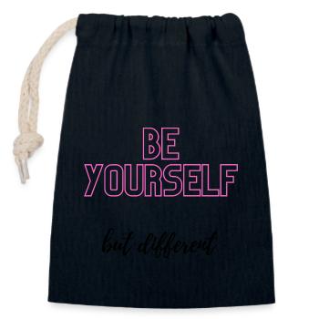 Be Yourself but different - Closable cotton gift bag (14x20cm) - navy - Front