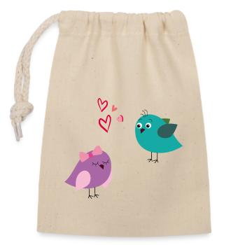 Vogelliebe, Amour - Sac cadeau en coton avec cordon (14 x 20 cm) - nature - Devant
