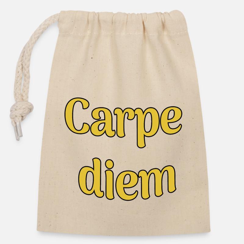 Carpe diem - Sac cadeau en coton avec cordon (14 x 20 cm) - nature