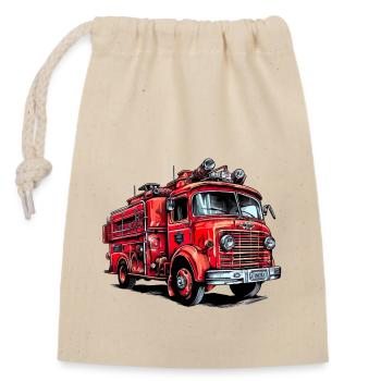 Die Feuerwehr rettet und löscht Brände - Verschließbarer Geschenkbeutel aus Baumwolle (14x20cm) - Natur - Vorne
