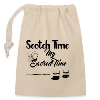 Scotch Time Design - AlcoholicBeverage - Closable cotton gift bag (14x20cm) - nature - Front