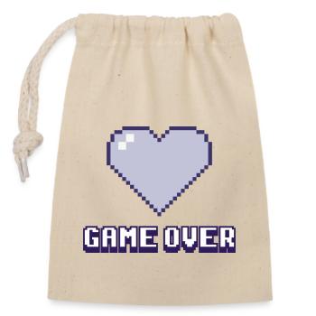 Game Over Purple Heart - Verschließbarer Geschenkbeutel aus Baumwolle (14x20cm) - Natur - Vorne