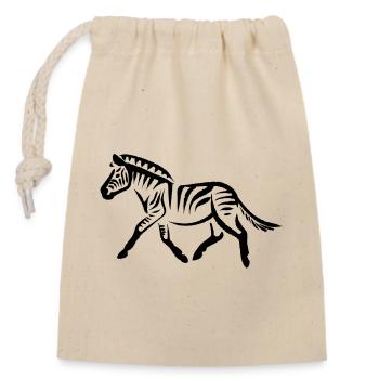 Zebra - Verschließbarer Geschenkbeutel aus Baumwolle (14x20cm) - Natur - Vorne