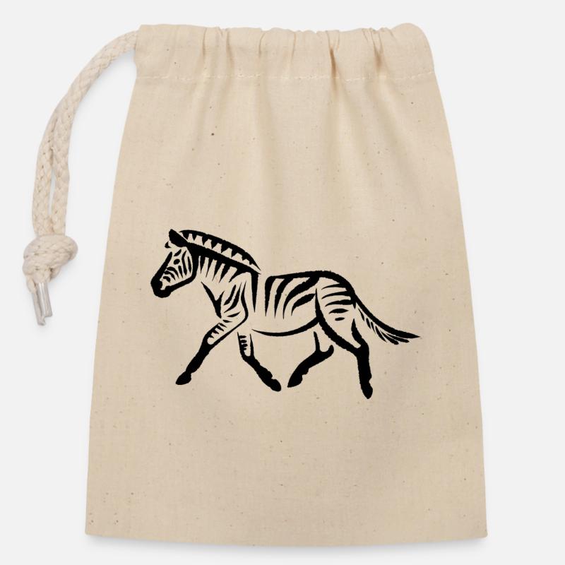 Zebra - Closable cotton gift bag (14x20cm) - nature