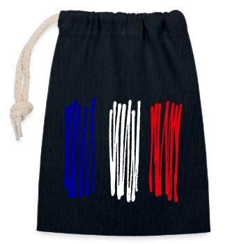 Frankreich Streifen - Verschließbarer Geschenkbeutel aus Baumwolle (14x20cm) - Navy - Vorne
