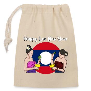 Laos Laote Laoten Neujahr I Geschenk - Verschließbarer Geschenkbeutel aus Baumwolle (14x20cm) - Natur - Vorne