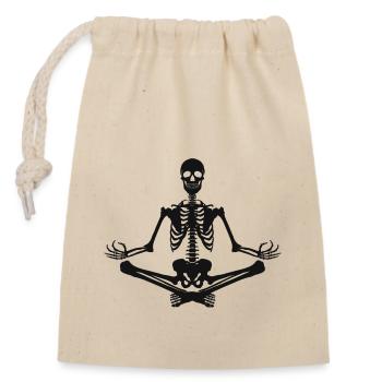7 Sukhasana or Pleasurable | Black skeleton - Closable cotton gift bag (14x20cm) - nature - Front
