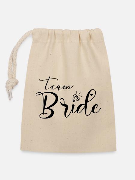 Team Bride-Herz-Diamant, personalisierbar - Verschließbarer Geschenkbeutel aus Baumwolle (14x20cm) - Natur