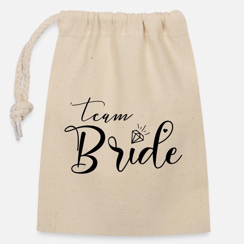 Team Bride-Herz-Diamant, personalisierbar - Verschließbarer Geschenkbeutel aus Baumwolle (14x20cm) - Natur