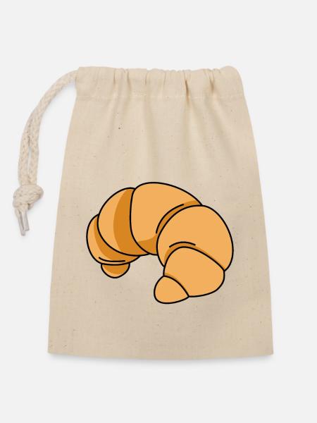 Croissant - Verschließbarer Geschenkbeutel aus Baumwolle (14x20cm) - Natur