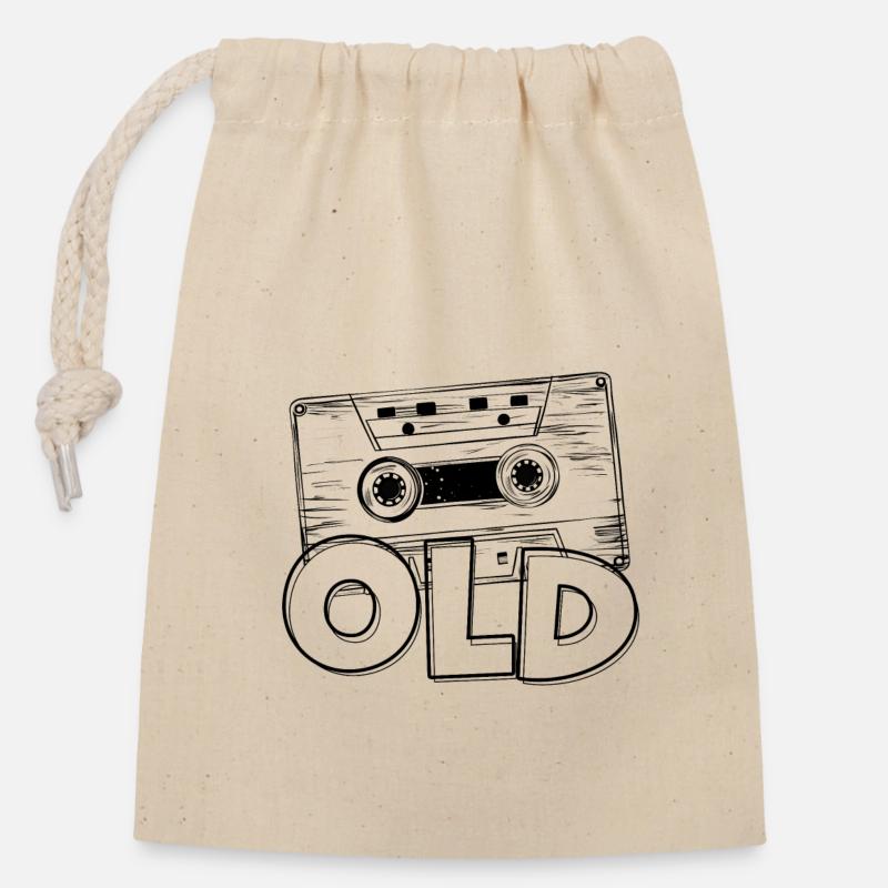 Cassette audio - Sac cadeau en coton avec cordon (14 x 20 cm) - nature