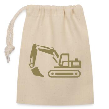 Bagger-Konturen: Silhouette eines Baugeräteführers - Verschließbarer Geschenkbeutel aus Baumwolle (14x20cm) - Natur - Vorne