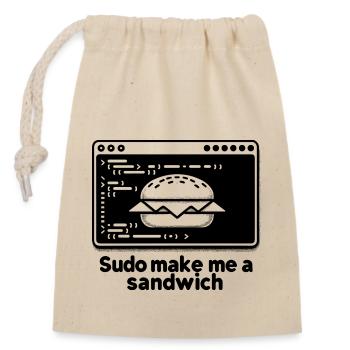 Sudo mach mir ein Sandwich - Verschließbarer Geschenkbeutel aus Baumwolle (14x20cm) - Natur - Vorne