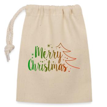 Joyeux Noël - Sac cadeau en coton avec cordon (14 x 20 cm) - nature - Devant