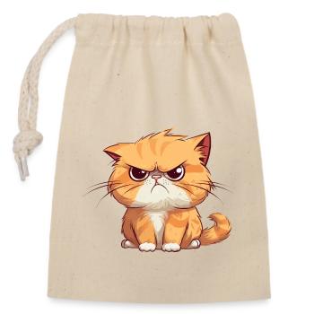Mürrische aber niedliche orangene Katze - Verschließbarer Geschenkbeutel aus Baumwolle (14x20cm) - Natur - Vorne